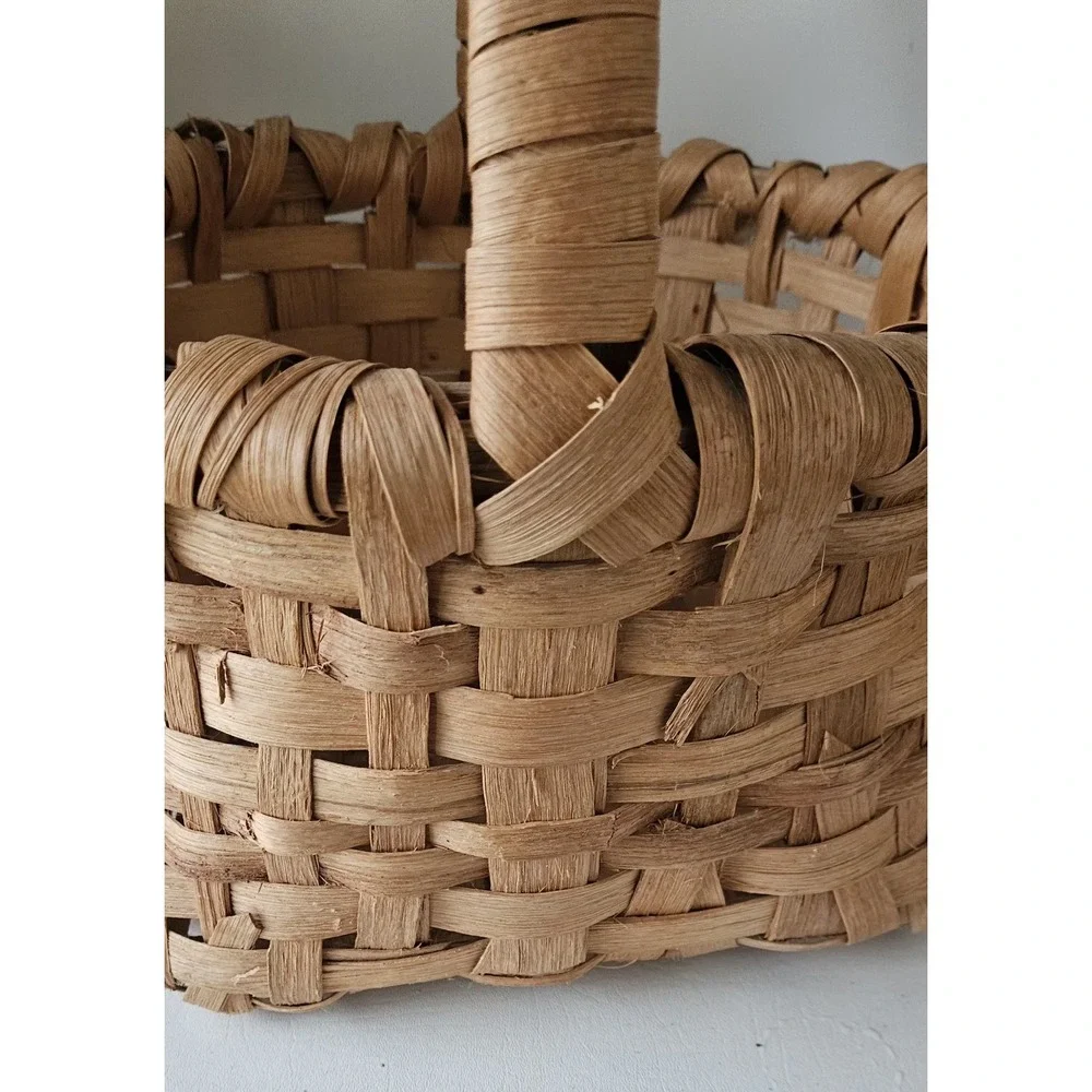 Vtg XL Huge Split Oak GATHERING BASKET Primitive Appalachian